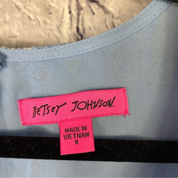 Betsey Johnson Bambi Blue Lace Patch Boho Kimono Dress Statement Sleeves 8 - Picture 12 of 15